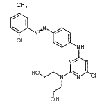 CAS 登录号：56275-25-3， 2-{[4-({4-[二(2-羟基乙基)氨基]-6-氯-1,3,5-三嗪-2-基}氨基)苯基]偶氮}-4-甲基苯酚