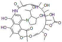 CAS 登录号：56411-51-9， 4-脱氧-4-[3-羟基-2-(1-羟基乙基)吡咯烷-1-基]利福霉素