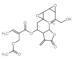 CAS 登录号：57498-88-1， (Z)-2-乙酰氧基甲基-2-丁烯酸 [(1aR,1bS,2aS,3Z,4aR,7aR,8R,9aR)-1a,1b,2a,4a,6,7,7a,8,9,9alpha-十氢-3-羟基甲基-9alpha-甲基-7-亚甲基-6-氧代二环氧乙烷并[5,6:7,8]环癸[1,2-b]呋喃-8-基] 酯