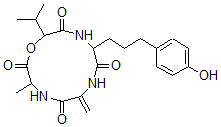 CAS#: 57765-94-3, 9-[3-(4-Hydroxyphenyl)propyl]-12-isopropyl-3-methyl-6-methylene-1-oxa-4,7,10-triazacyclododecane-2,5,8,11-tetrone