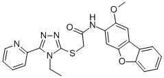 CAS#: 577989-05-0, 2-[[4-Ethyl-5-(Pyridin-2-Yl)-4H-1,2,4-Triazol-3-Yl]Thio]-N-(2-Methoxy-3-Dibenzofuranyl)-Acetamide