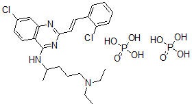 CAS#: 57942-49-1, 7-Chloro-2-(2-chlorostyryl)-4-((4-(diethylamino)-1-methylbutyl)amino)quinazoline diphosphate