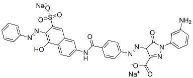 CAS 登录号：5852-25-5， 1-(3-氨基苯基)-4,5-二氢-4-[[4-[[[5-羟基-6-(苯基偶氮)-7-磺酸基-2-萘基]氨基]羰基]苯基]偶氮]-5-氧代-1H-吡唑-3-羧酸二钠
