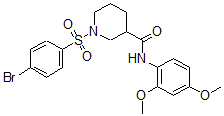 CAS 登录号：5869-54-5， 1-(4-溴苯基)磺酰基-N-(2,4-二甲氧基苯基)哌啶-3-甲酰胺