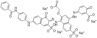 CAS#: 5905-21-5, [1-[[6-[[4-(Benzoylamino)Phenyl]Amino]-1-Hydroxy-3-Sodiosulfo-2-Naphthalenyl]Azo]-4-[(4-Hydroxy-3-Sodiooxycarbonylphenyl)Azo]-6-Sodiosulfo-2-Naphthalenyloxy]Acetic Acid Sodium Salt