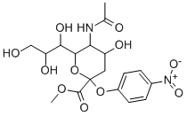 CAS 登录号:59694-35-8, 5-乙酰氨基-4-羟基-2-(4-硝基-苯氧基)-6-(1,2,3-三羟基-丙基)-四氢-吡喃-2-羧酸甲酯