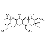 CAS#: 59711-96-5, (1S,2S,3S,4R,6S)-6-Amino-3-{[3-Deoxy-4-C-Methyl-3-(Methylamino)-beta-L-Arabinopyranosyl]Oxy}-4-(Ethylamino)-2-Hydroxycyclohexyl 2,6-Diamino-2,3,4,6-Tetradeoxy-alpha-D-Erythro-Hexopyranoside