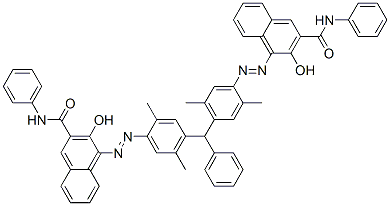 CAS#: 60033-00-3, 4,4'-[(Phenylmethylene)Bis[(2,5-Dimethyl-4,1-Phenylene)Azo]]Bis[3-Hydroxy-N-Phenylnaphthalene-2-Carboxamide]