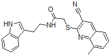 CAS 登录号：602264-07-3， 2-[(3-氰基-8-甲基-2-喹啉基)硫代]-N-[2-(1H-吲哚-3-基)乙基]-乙酰胺