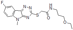 CAS 登录号：603948-22-7， N-(3-乙氧基丙基)-2-[(8-氟-5-甲基-5H-1,2,4-三嗪并[5,6-b]吲哚-3-基)硫代]-乙酰胺