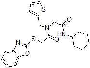 CAS#: 606098-38-8, 2-(2-Benzoxazolylthio)-N-[2-(Cyclohexylamino)-2-Oxoethyl]-N-(2-Thienylmethyl)-Acetamide