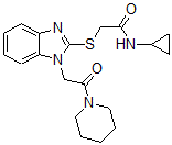 CAS#: 606109-92-6, N-Cyclopropyl-2-[[1-[2-Oxo-2-(Piperidin-1-Yl)Ethyl]-1H-Benzo[d]Imidazol-2-Yl]Thio]-Acetamide