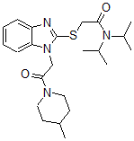 CAS#: 606110-13-8, N,N-Bis(Isopropyl)-2-[[1-[2-(4-Methyl-Piperidin-1-Yl)-2-Oxoethyl]-1H-Benzo[d]Imidazol-2-Yl]Thio]-Acetamide