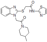 CAS 登录号：606110-17-2， 2-[[1-[2-(4-甲基-哌啶-1-基)-2-氧代乙基]-1H-苯并[d]咪唑-2-基]硫代]-N-噻唑-2-基-乙酰胺