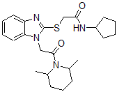 CAS 登录号：606110-29-6， N-环戊基-2-[[1-[2-(2,6-二甲基-哌啶-1-基)-2-氧代乙基]-1H-苯并[d]咪唑-2-基]硫代]-乙酰胺