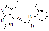 CAS 登录号：606113-51-3， 2-[(5-乙基-2,6-二甲基噻吩并[2,3-d]嘧啶-4-基)硫代]-N-(2-乙基-6-甲基苯基)-乙酰胺