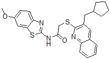 CAS 登录号：606113-84-2， 2-[[3-(环戊基甲基)-2-喹啉基]硫代]-N-(6-甲氧基-2-苯并噻唑基)-乙酰胺