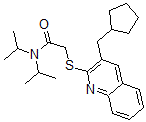 CAS 登录号：606113-88-6， 2-[[3-(环戊基甲基)-2-喹啉基]硫代]-N,N-二(异丙基)-乙酰胺