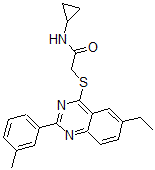 CAS 登录号：606131-74-2， N-环丙基-2-[[6-乙基-2-(3-甲基苯基)-4-喹唑啉基]硫代]-乙酰胺