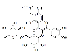 CAS#: 60619-55-8, 3-[[6-O-(6-Deoxy-alpha-L-Mannopyranosyl)-beta-D-Glucopyranosyl]Oxy]-6-[(Diethylamino)Methyl]-2-(3,4-Dihydroxyphenyl)-5,7-Dihydroxy-4H-1-Benzopyran-4-One