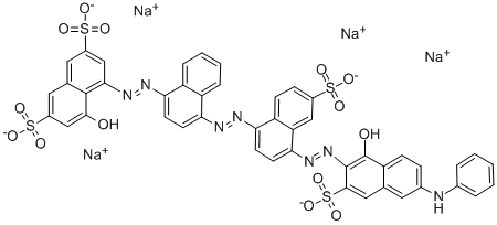 CAS#: 6252-57-9, Tetrasodium 4-hydroxy-5-((4-((4-((1-hydroxy-6-(phenylamino)-3-sulphonato-2-naphthyl)azo)-6-sulphonatonaphthyl)azo)naphthyl)azo)naphthalene-2,7-disulphonate