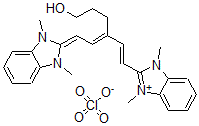CAS 登录号：63899-28-5， 2-[3-[2-(1,3-二氢-1,3-二甲基-2H-苯并咪唑-2-亚基)乙亚基]-6-羟基-1-己烯-1-基]-1,3-二甲基-1H-苯并咪唑鎓高氯酸盐(1:1)