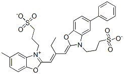 CAS#: 64722-50-5, Hydrogen 5-Methyl-2-[2-[[5-Phenyl-3-(3-Sulphonatopropyl)-3H-Benzoxazol-2-Ylidene]Methyl]But-1-Enyl]-3-(3-Sulphonatopropyl)Benzoxazolium