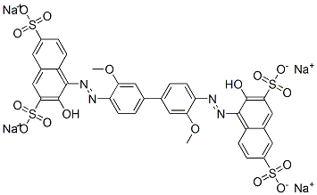 CAS#: 65151-33-9, Tetrasodium 4,4'-[(3,3'-Dimethoxy[1,1'-Biphenyl]-4,4'-Diyl)Bis(Azo)]Bis[3-Hydroxynaphthalene-2,7-Disulphonate]