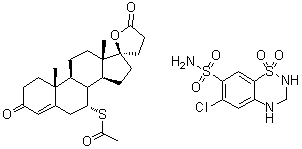 CAS#: 65272-36-8, (7alpha,17alpha)-7-(Acetylthio)-17-hydroxy-3-oxo-Pregn-4-ene-21-carboxylic acid gamma-lactone mixt. with 6-chloro-3,4-dihydro-2H-1,2,4-benzothiadiazine-7-sulfonamide 1,1-dioxide