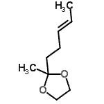 CAS 登录号：6539-85-1， 2-甲基-2-[(3E)-3-戊烯-1-基]-1,3-二氧戊环