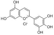 CAS 登录号:65618-21-5, 5-(5,7-二羟基苯并吡喃基鎓-2-基)苯-1,2,3-三醇氯化物
