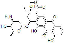 CAS#: 67508-85-4, (1R)-1,2,3,4,6,11-Hexahydro-4alpha-[[3-(Methylamino)-2,3,6-Trideoxy-alpha-L-Lyxo-Hexopyranosyl]Oxy]-6,11-Dioxo-2-Ethyl-2alpha,5,7-Trihydroxy-1beta-Naphthacenecarboxylic Acid Methyl Ester