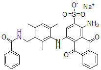 CAS#: 67827-60-5, Sodium 1-Amino-4-[[3-[(Benzoylamino)Methyl]-2,4,6-Trimethylphenyl]Amino]-9,10-Dihydro-9,10-Dioxoanthracene-2-Sulphonate