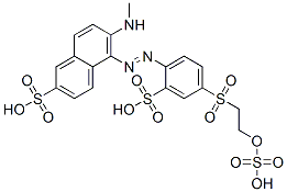 CAS 登录号：67846-60-0， 6-(甲基氨基)-5-[[2-磺基-4-[[2-(磺基氧基)乙基]磺酰基]苯基]偶氮]萘-2-磺酸