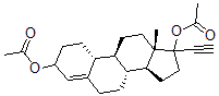 CAS 登录号：6785-71-3， (17R)-19-去甲孕甾-4-烯-20-炔-3,17-二醇二乙酸酯