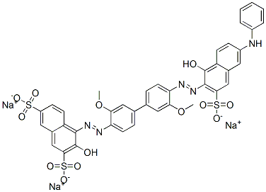 CAS 登录号：68084-25-3， 3-羟基-4-[[4'-[[1-羟基-6-(苯基氨基)-3-磺基-2-萘基]偶氮]-3,3'-二甲氧基[1,1'-联苯]-4-基]偶氮]-2,7-萘二磺酸三钠盐