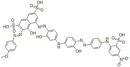 CAS#: 68134-21-4, 4-Hydroxy-5-((2-Hydroxy-4-((3-Hydroxy-4-((4-((4-Nitro-2-Sulfophenyl)Amino)Phenyl)Azo)Phenyl)Amino)Phenyl)Azo)-3-((4-Methoxyphenyl)Azo)-2,7-Naphthalenedisulfonic Acid