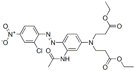 CAS 登录号：68134-40-7， N-[3-(乙酰氨基)-4-[(2-氯-4-硝基苯基)偶氮]苯基]-N-(3-乙氧基-3-氧代丙基)-beta-丙氨酸乙酯