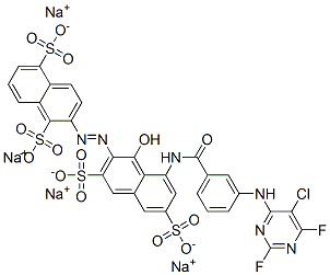 CAS#: 68238-92-6, Tetrasodium 2-[[8-[[3-[(5-Chloro-2,6-Difluoro-4-Pyrimidinyl)Amino]Benzoyl]Amino]-1-Hydroxy-3,6-Disulphonato-2-Naphthyl]Azo]Naphthalene-1,5-Disulphonate