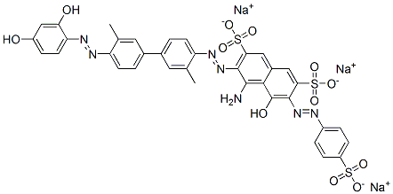 CAS#: 68318-35-4, Trisodium 4-Amino-3-[[4'-[(2,4-Dihydroxyphenyl)Azo]-3,3'-Dimethyl[1,1'-Biphenyl]-4-Yl]Azo]-5-Hydroxy-6-[(4-Sulphonatophenyl)Azo]Naphthalene-2,7-Disulphonate