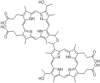 CAS#: 68335-15-9, 3-[12-(1-{1-[13,17-Bis(2-carboxyethyl)-7-(1-hydroxyethyl)-3,8,12,18-tetramethyl-2-porphyrinyl]ethoxy}ethyl)-18-(2-carboxyethyl)-7-(1-hydroxyethyl)-3,8,13,17-tetramethyl-2-porphyrinyl]propanoic acid