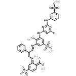 CAS#: 68912-12-9, Copper(2+) sodium 3-{(E)-[(Z)-{(2E)-[6-(dioxidomethylene)-3-sulfonato-2,4-cyclohexadien-1-ylidene]hydrazono}(phenyl)methyl]diazenyl}-5-({4-fluoro-6-[(3-sulfonatophenyl)amino]-1,3,5-triazin-2-yl}amino) -4-oxidobenzenesulfonate (1:4:1)