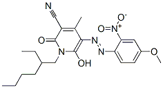 CAS 登录号：68992-01-8， 1-(2-乙基己基)-1,2-二氢-6-羟基-5-[(4-甲氧基-2-硝基苯基)偶氮]-4-甲基-2-氧代烟腈