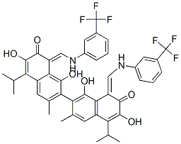 CAS#: 6945-74-0, 7-[1,6-Dihydroxy-3-Methyl-7-Oxo-5-Propan-2-Yl-8-[[[3-(Trifluoromethyl) Phenyl]Amino]Methylidene]Naphthalen-2-Yl]-3,8-Dihydroxy-6-Methyl-4-Propan-2-Yl-1-[[[3-(Trifluoromethyl)Phenyl]Amino]Methylidene]Naphthalen-2 -One