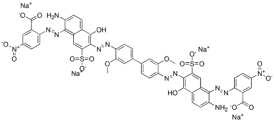 CAS#: 70210-33-2, Tetrasodium 2,2'-[(3,3'-Dimethoxy[1,1'-Biphenyl]-4,4'-Diyl)Bis[Azo(2-Amino-5-Hydroxy-7-Sulphonato-6,1-Naphthylene)Azo]]Bis[5-Nitrobenzoate]