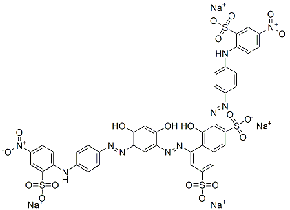 CAS 登录号：70210-34-3， 四钠5-[[2,4-二羟基-5-[[4-[(4-硝基-2-磺酸基苯基)氨基]苯基]偶氮]苯基]偶氮]-4-羟基-3-[[4-[(4-硝基-2-磺酸基苯基)氨基]苯基]偶氮]萘-2,7-二磺酸盐