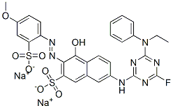 CAS#: 70833-38-4, Disodium 7-[[4-(Ethylphenylamino)-6-Fluoro-1,3,5-Triazin-2-Yl]Amino]-4-Hydroxy-3-[(4-Methoxy-2-Sulphonatophenyl)Azo]Naphthalene-2-Sulphonate