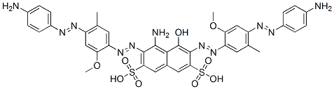 CAS#: 70833-48-6, 4-Amino-3,6-Bis[2-[4-[2-(4-Aminophenyl)Diazenyl]-2-Methoxy-5-Methylphenyl]Diazenyl]-5-Hydroxy-2,7-Naphthalenedisulfonicacid