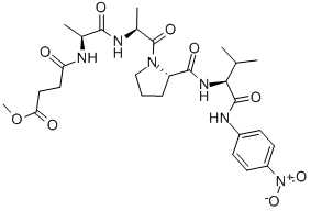 CAS 登录号：70967-90-7， N-甲氧基丁二酰-丙氨酰-丙氨酰-脯氨酰-缬氨酰对硝基苯胺