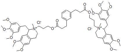 CAS#: 71561-35-8, Bis(3-(1,2,3,4-tetrahydro-6,7-dimethoxy-N-methyl-1-(3,4,5-trimethoxybenzyl)isoquinolinium)propyl)1,3-phenylenedipropionate dichloride
